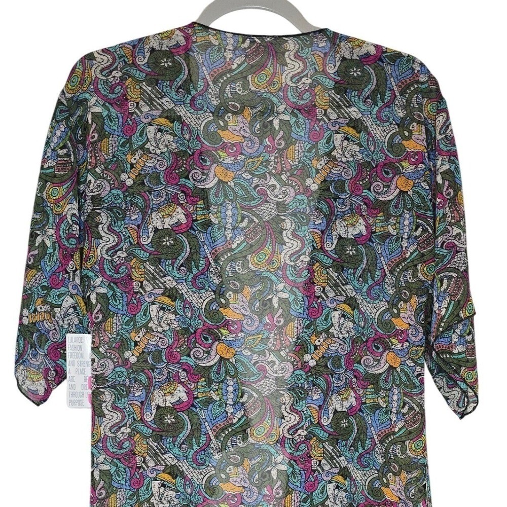 LuLaRoe Monroe Kimono - Multi Color Paisley Fringe Open Front NWT‎ - Picture 3 of 5
